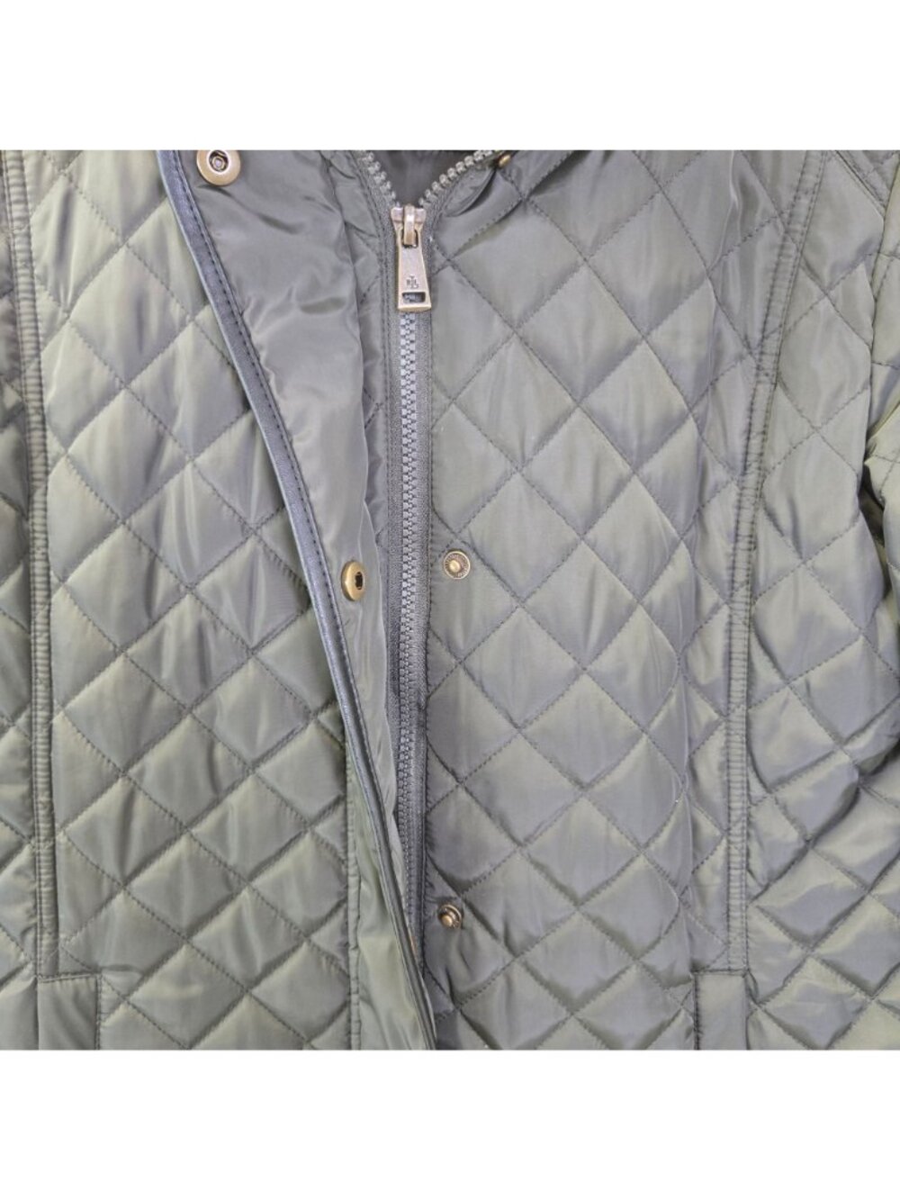 Lauren Ralph Lauren Black Label Quilted Vegan Leather Trim Hooded Coat Size Smal - Picture 7 of 10